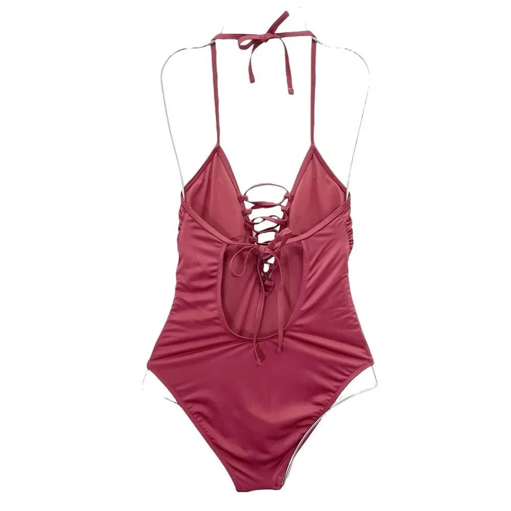 NWT Gianni Bini One Piece Swimsuit Size Small Cabernet Shimmer Bathing Suit NEW